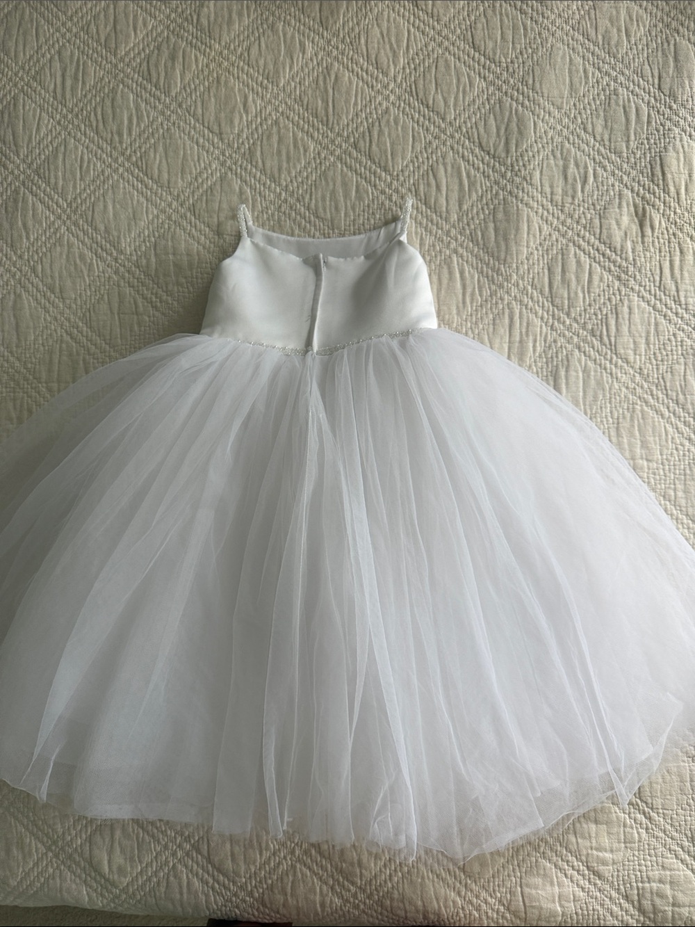 David’s Bridal Michelangelo Flower Girl Dress White Ivory Embroidered Tulle 2T - Picture 9 of 16